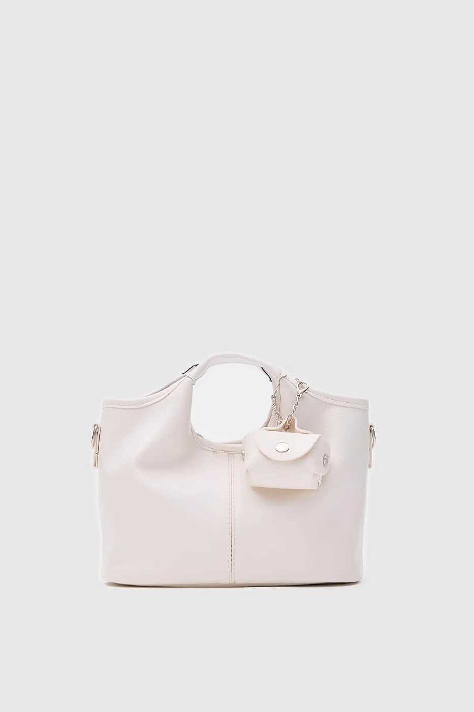 Faux leather crossbody bag in cream