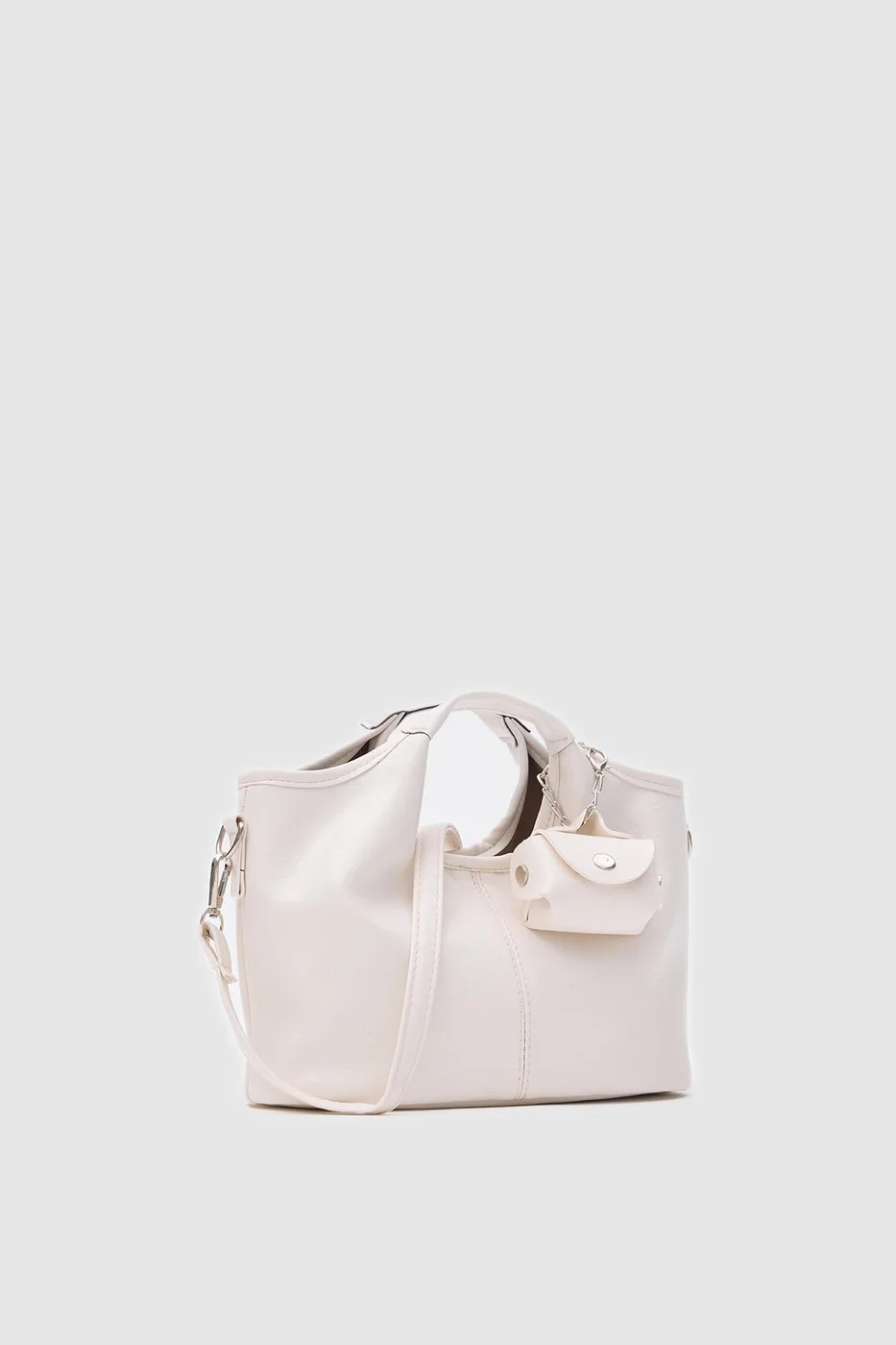 Faux leather crossbody bag in cream