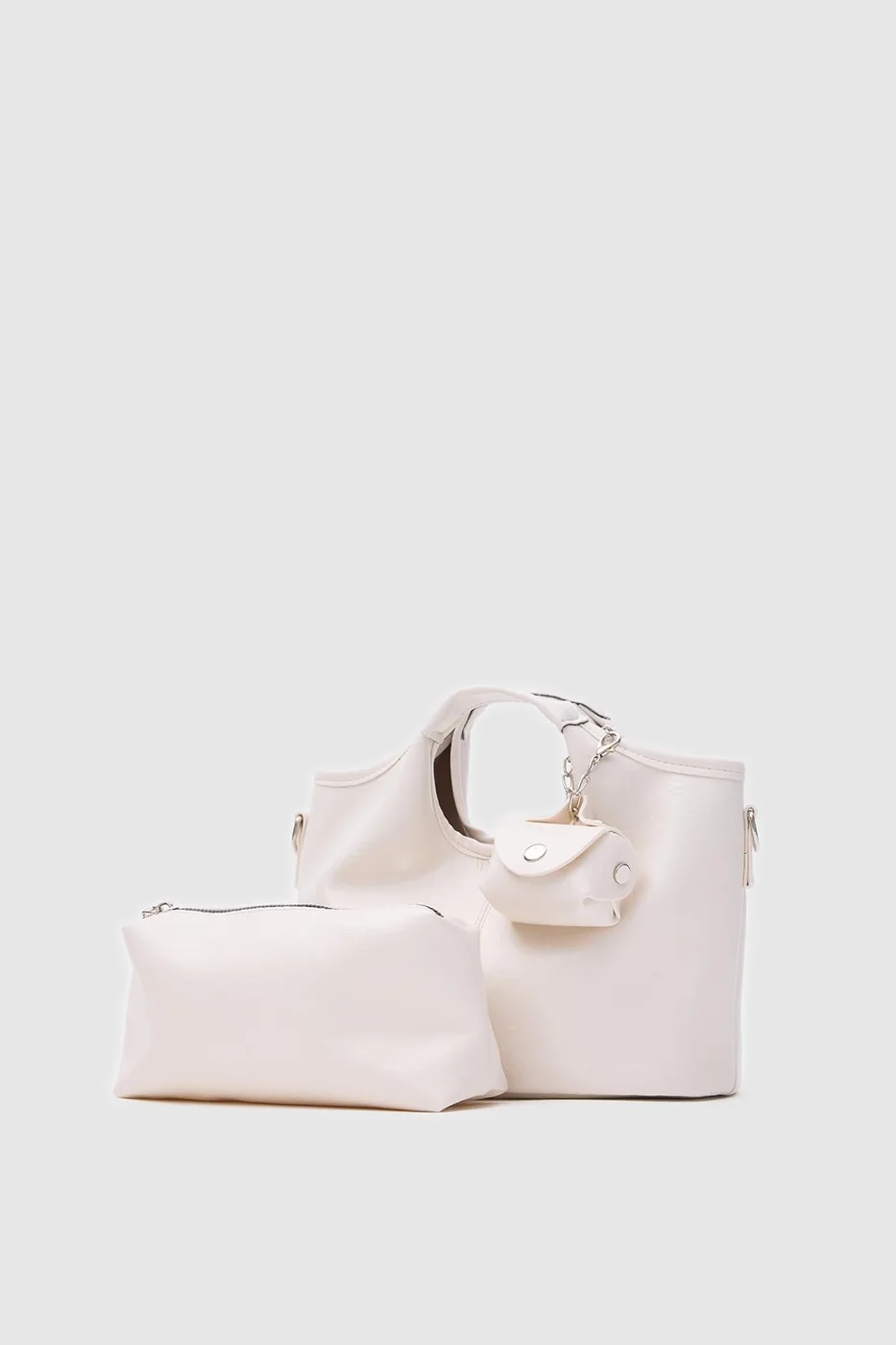 Faux leather crossbody bag in cream