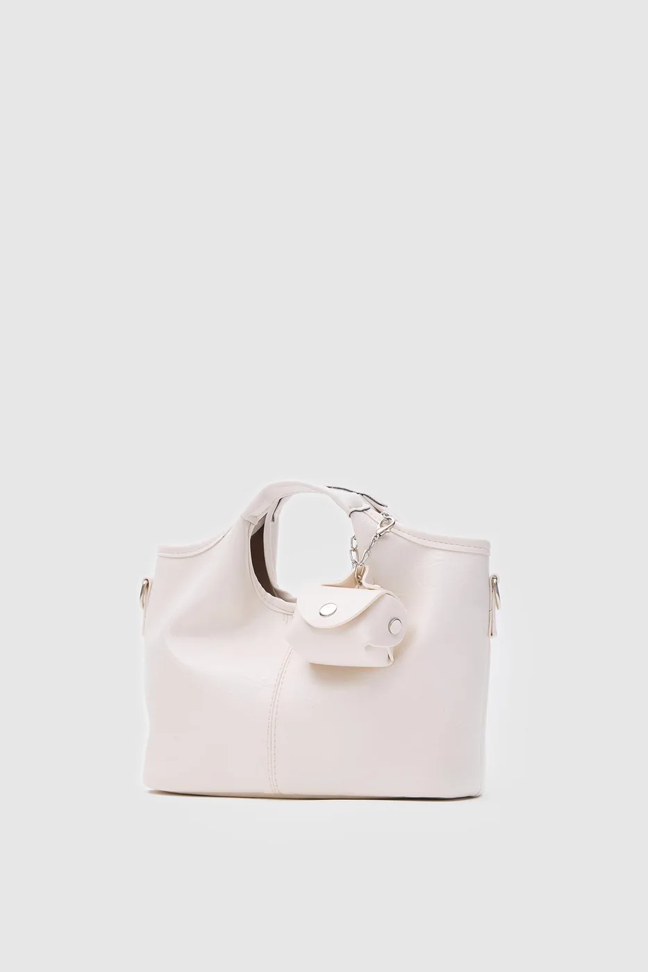 Faux leather crossbody bag in cream