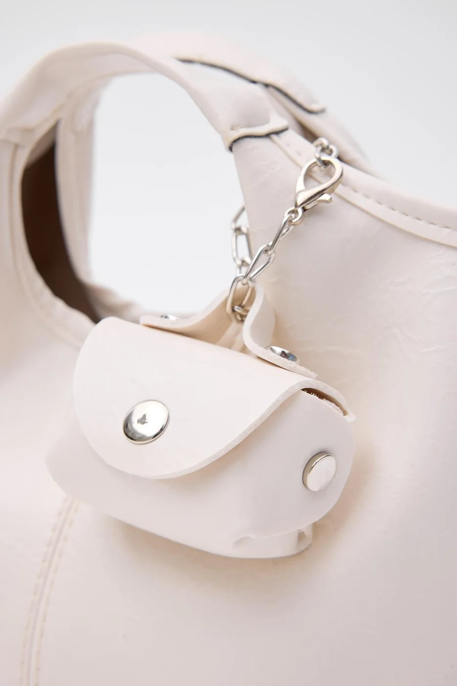 Faux leather crossbody bag in cream