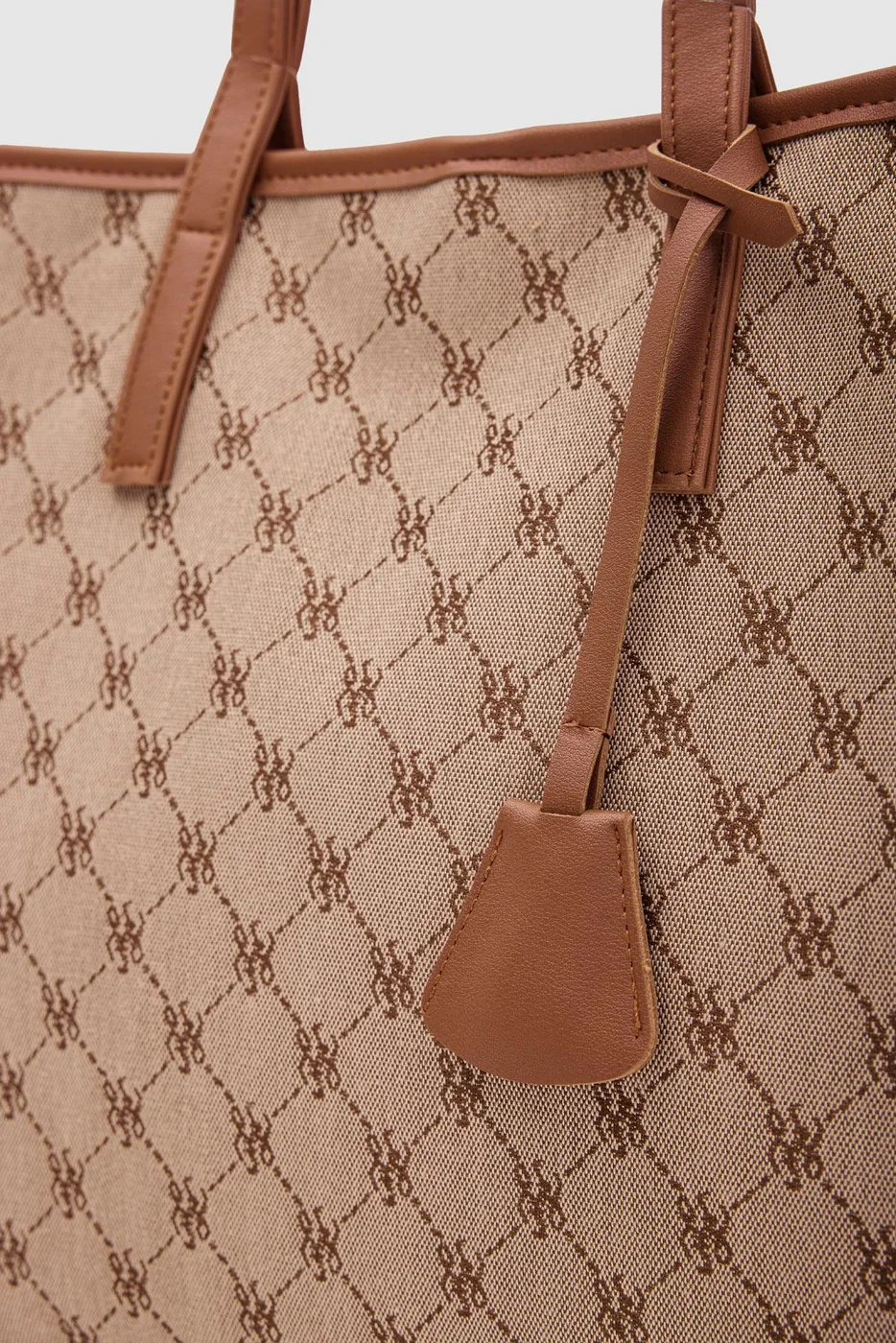 Textile shoulder bag in tan