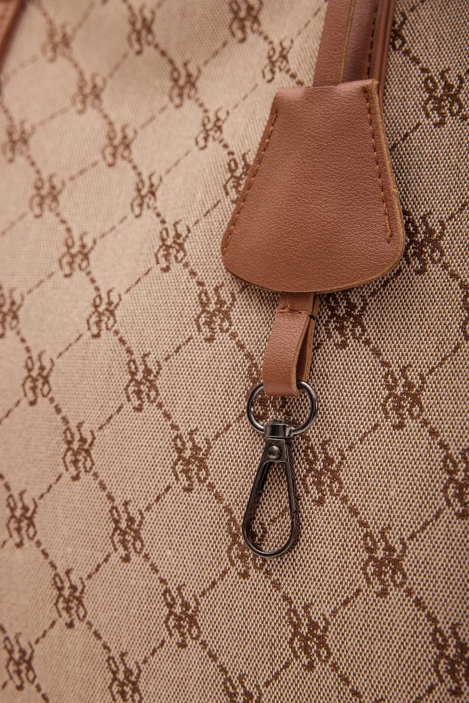 Textile shoulder bag in tan