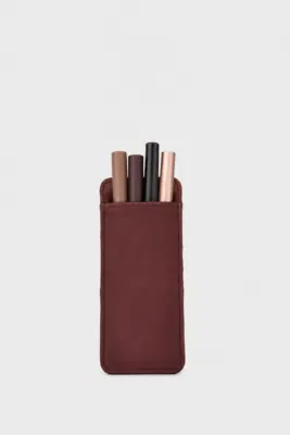 makeup pouch with mirror in burgundy