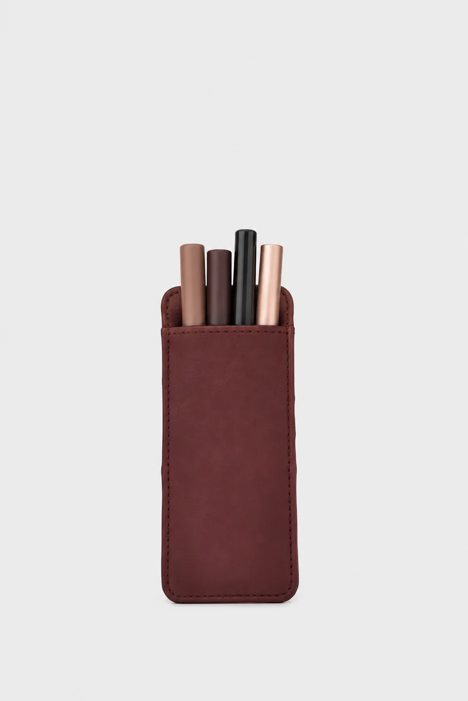 makeup pouch with mirror in burgundy