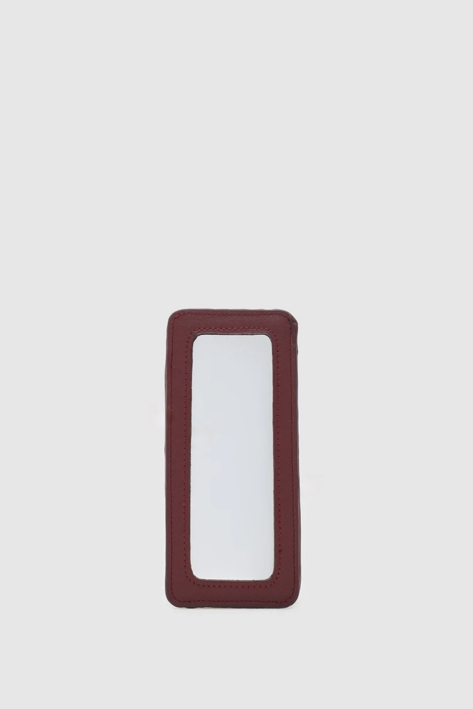 makeup pouch with mirror in burgundy