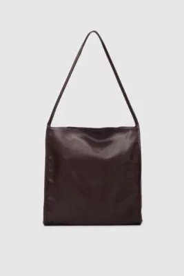 faux leather shoulder bag in dark brown