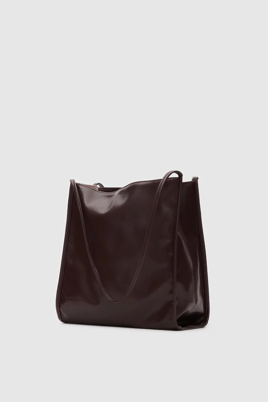 faux leather shoulder bag faux leather shoulder bag in dark brown