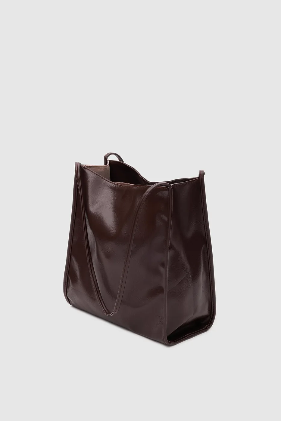 faux leather shoulder bag faux leather shoulder bag in dark brown