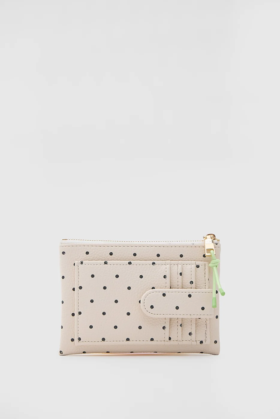 polka dot wallet in cream