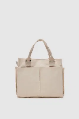 Canvas shoulder bag for stylish women in cream