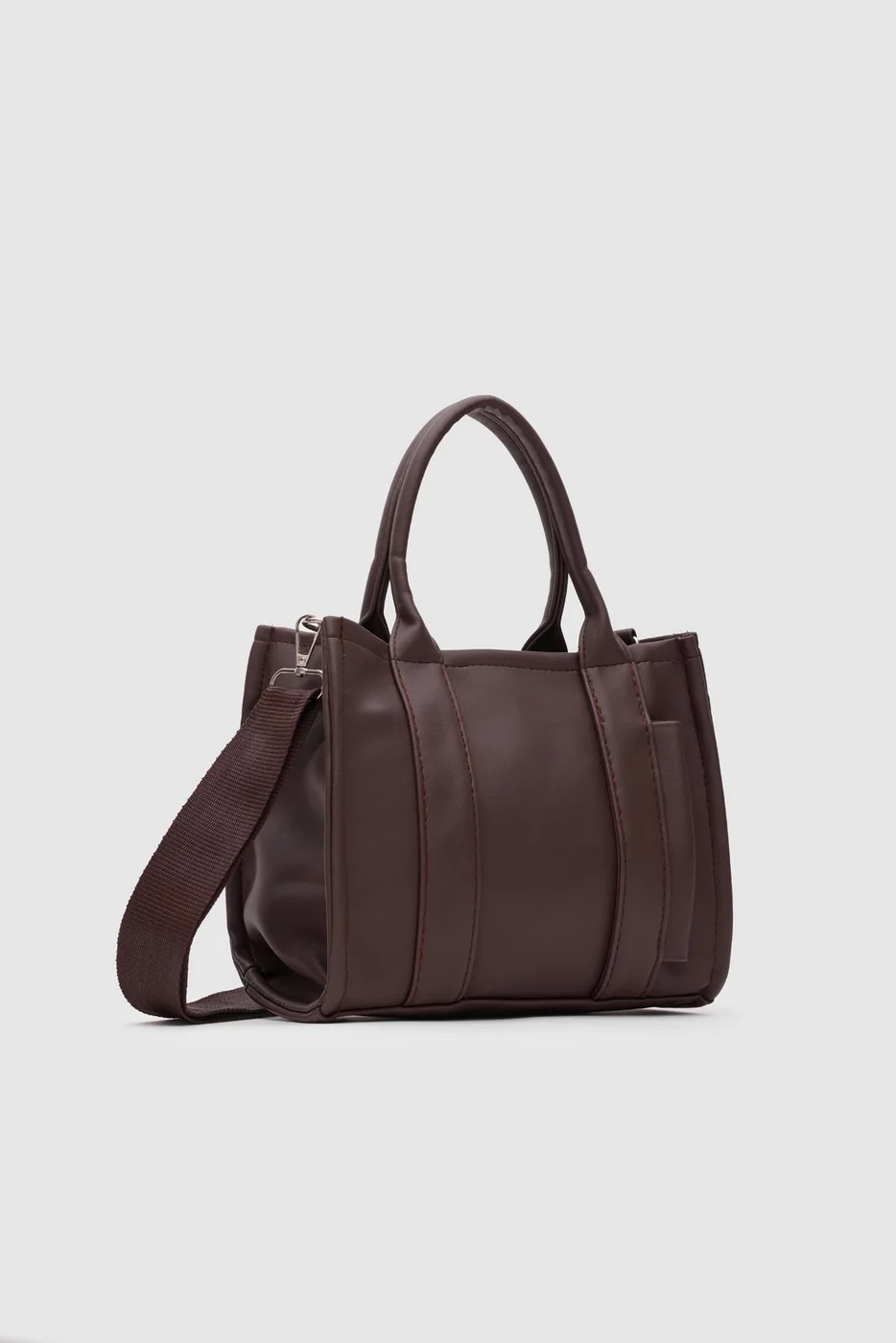 Faux Leather Crossbody Bag in dark brown