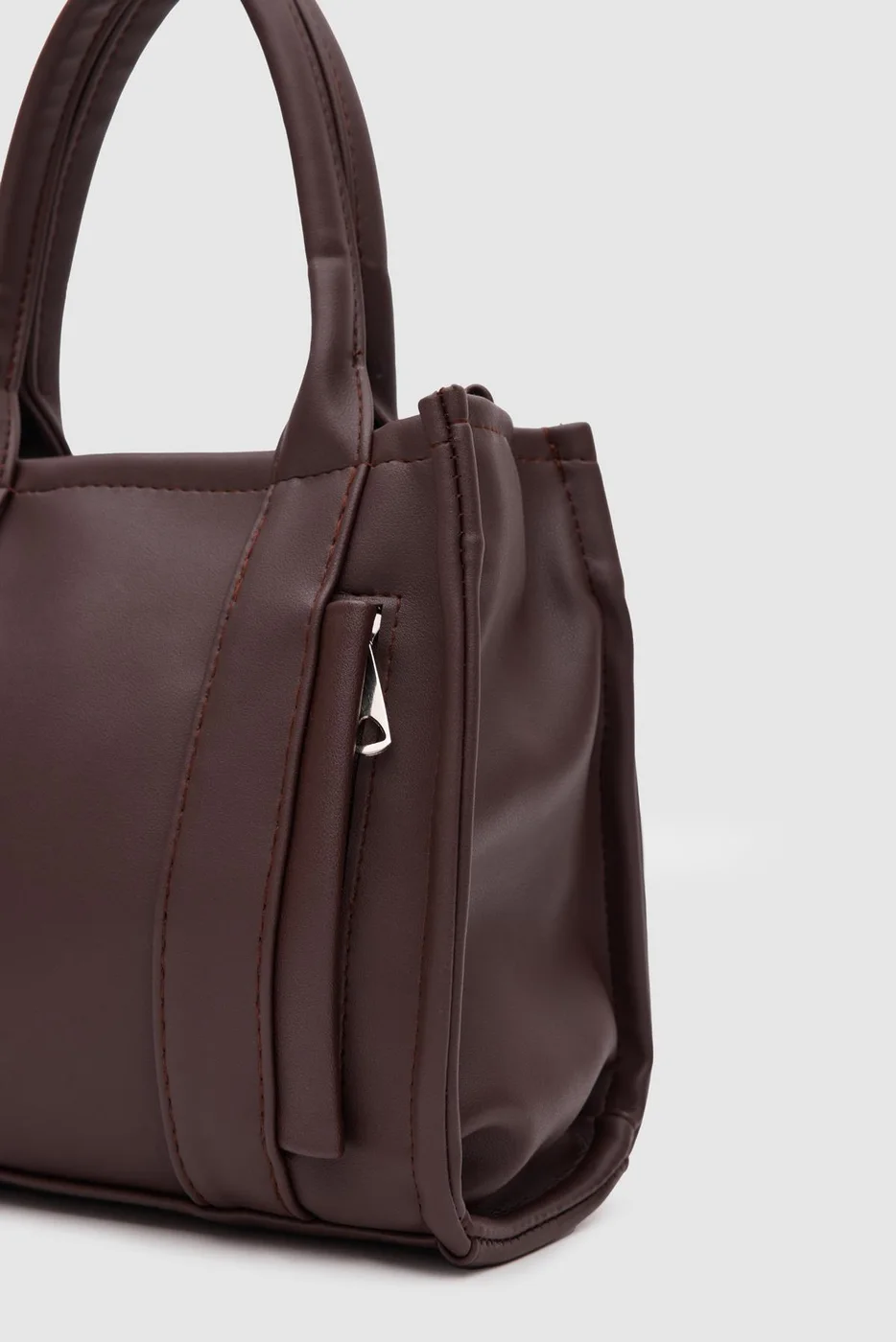 Faux Leather Crossbody Bag in dark brown