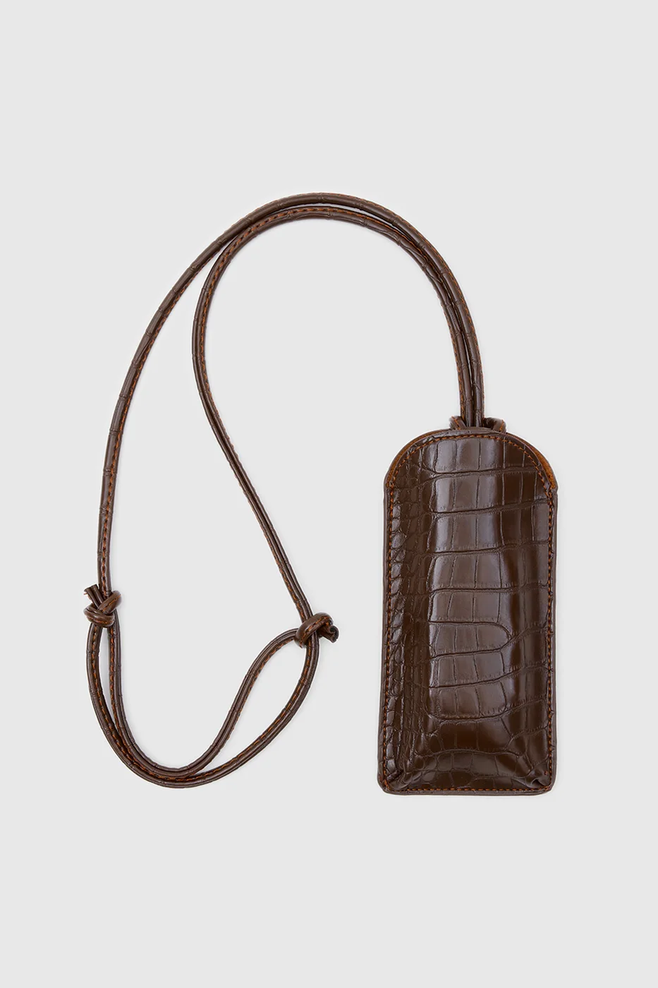 faux leather sunglasses case in dark brown