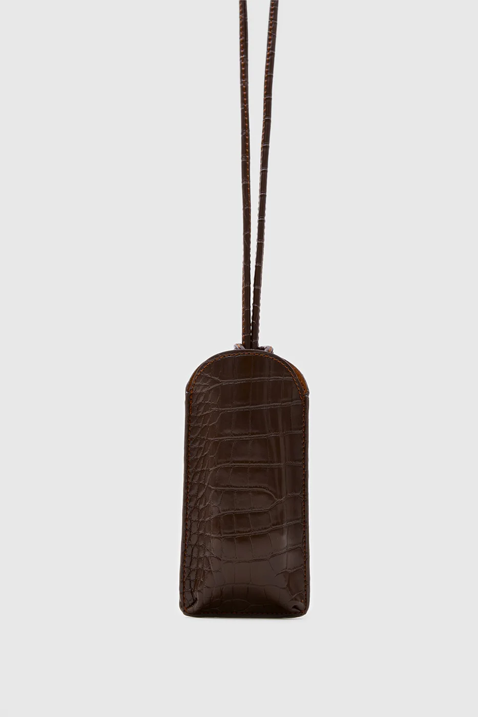 faux leather sunglasses case in dark brown