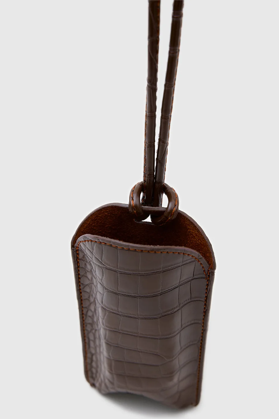 faux leather sunglasses case in dark brown