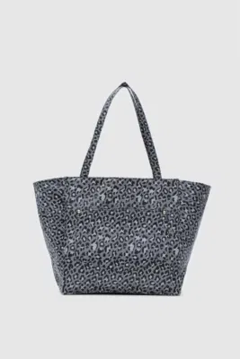 Faux leather shoulder bag in charcoal