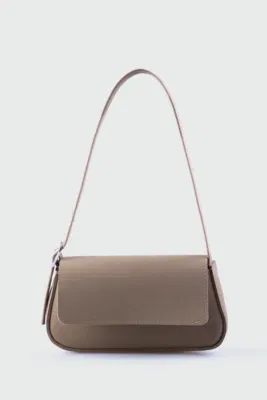 faux suede shoulder bag in taupe