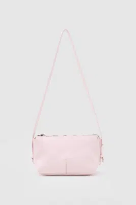 faux leather shoulder bag in pink