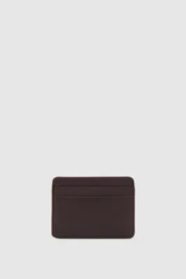 faux leather card holder in dark brown