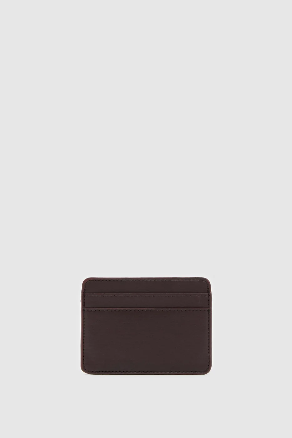 faux leather card holder in dark brown