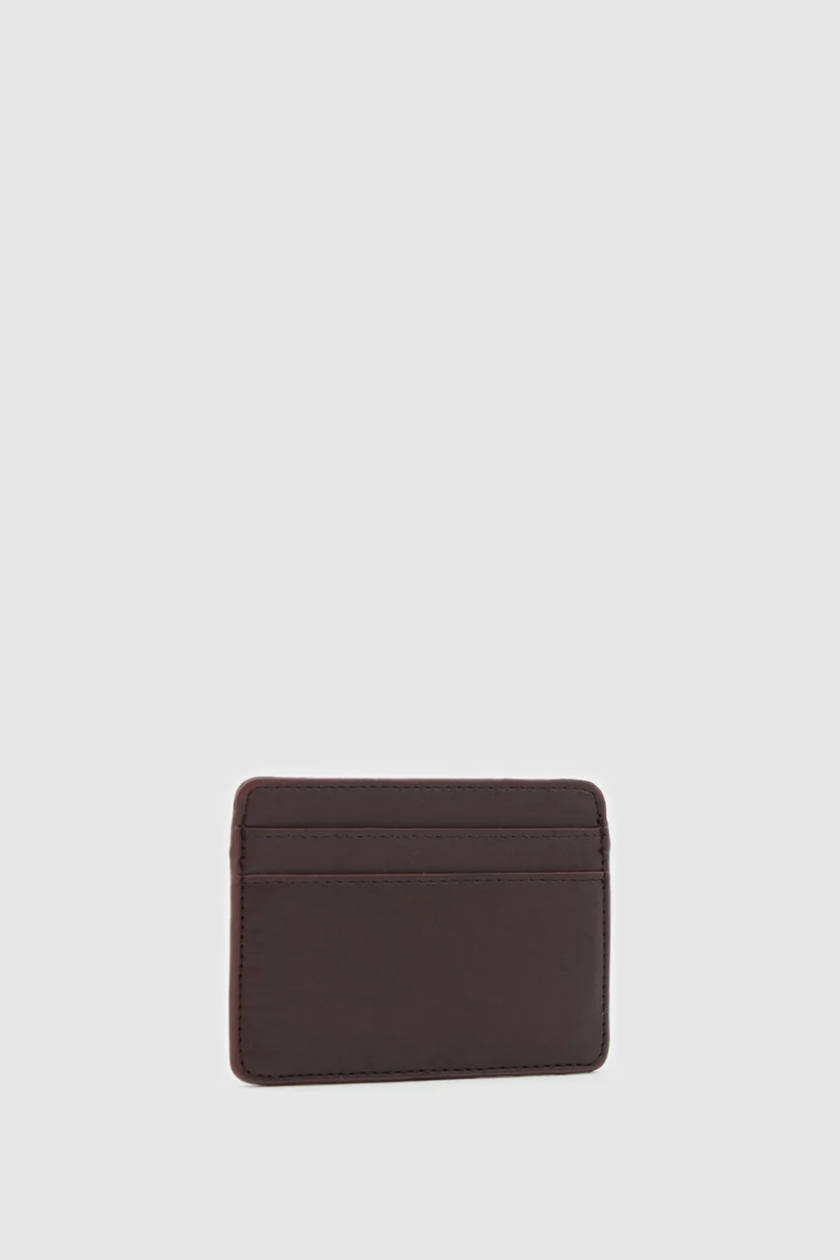 faux leather card holder in dark brown