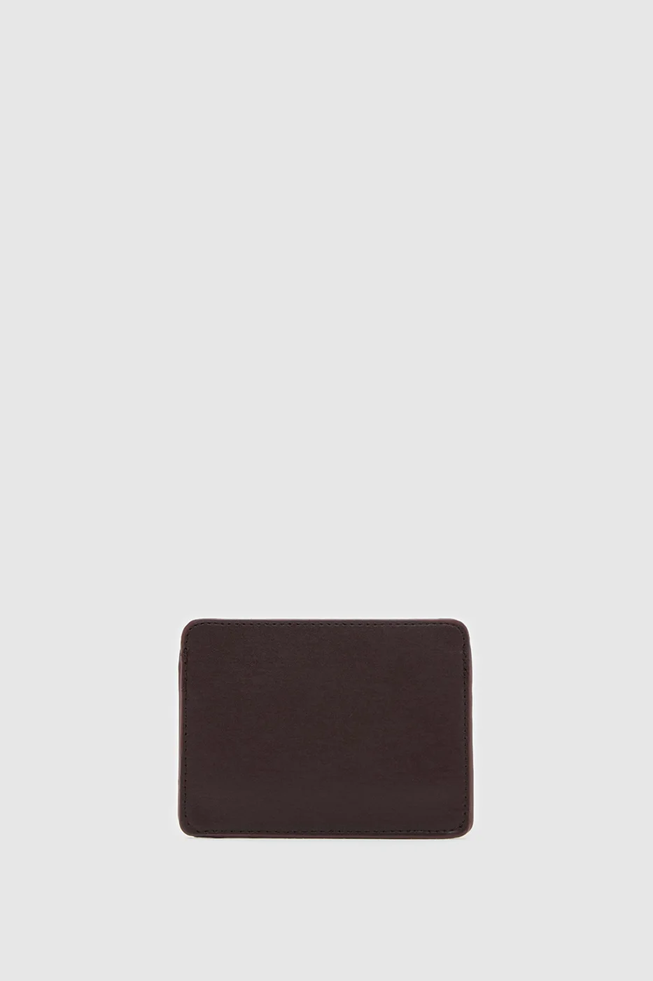 faux leather card holder in dark brown