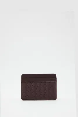 faux leather card holder in dark brown