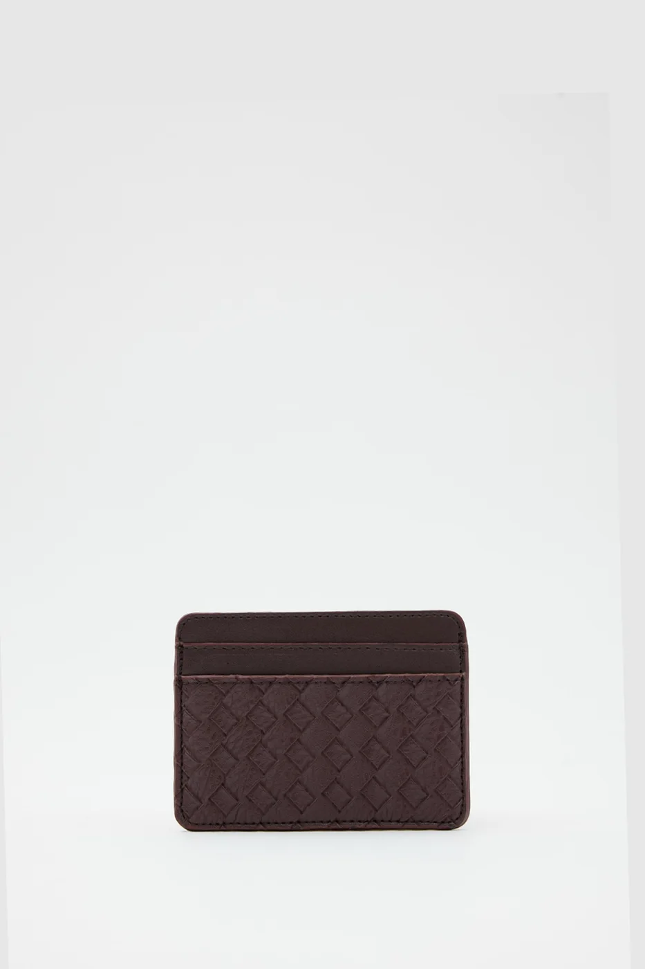 faux leather card holder in dark brown