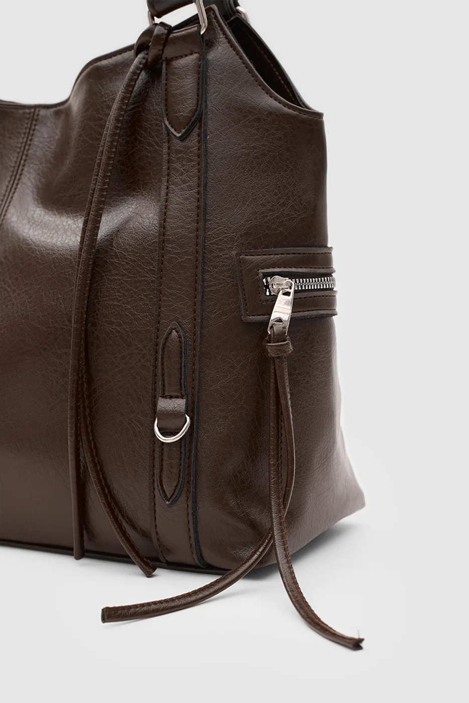 Faux leather shoulder bag for daily use Faux leather shoulder bag for daily use in dark brown