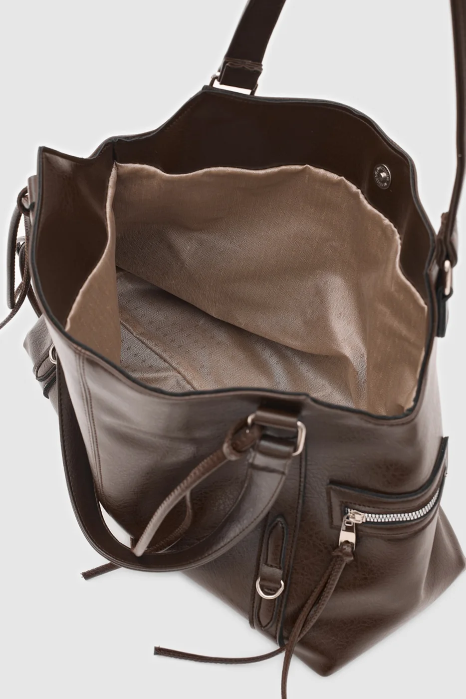 Faux leather shoulder bag for daily use Faux leather shoulder bag for daily use in dark brown