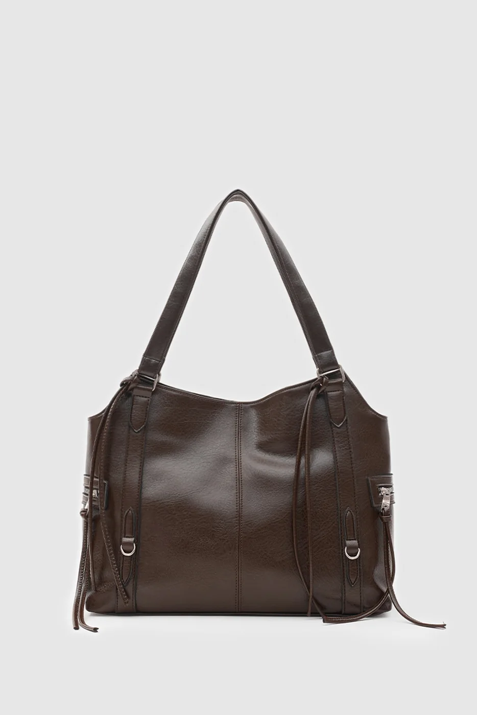 Faux leather shoulder bag for daily use Faux leather shoulder bag for daily use in dark brown