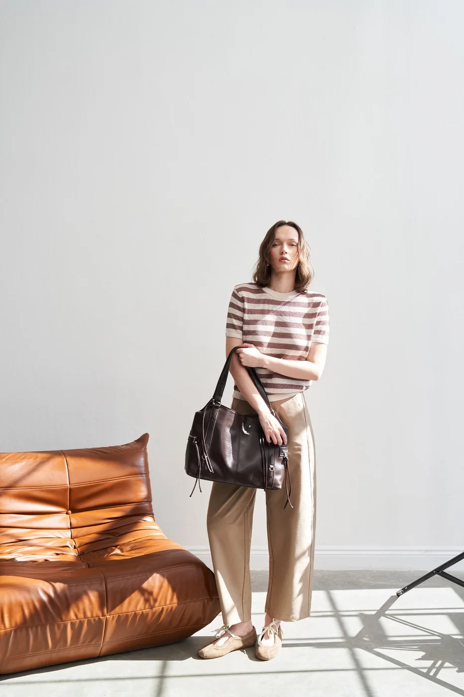 Faux leather shoulder bag for daily use Faux leather shoulder bag for daily use in dark brown