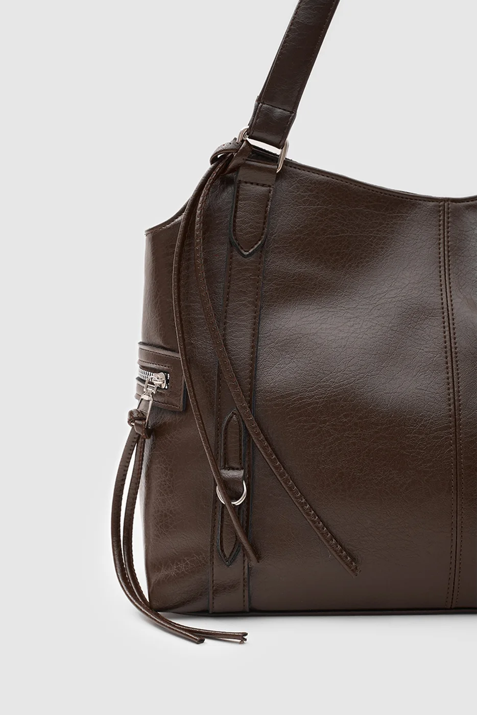 Faux leather shoulder bag for daily use Faux leather shoulder bag for daily use in dark brown