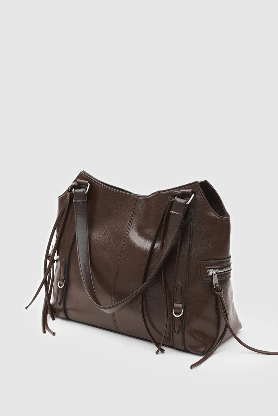 Faux leather shoulder bag for daily use Faux leather shoulder bag for daily use in dark brown