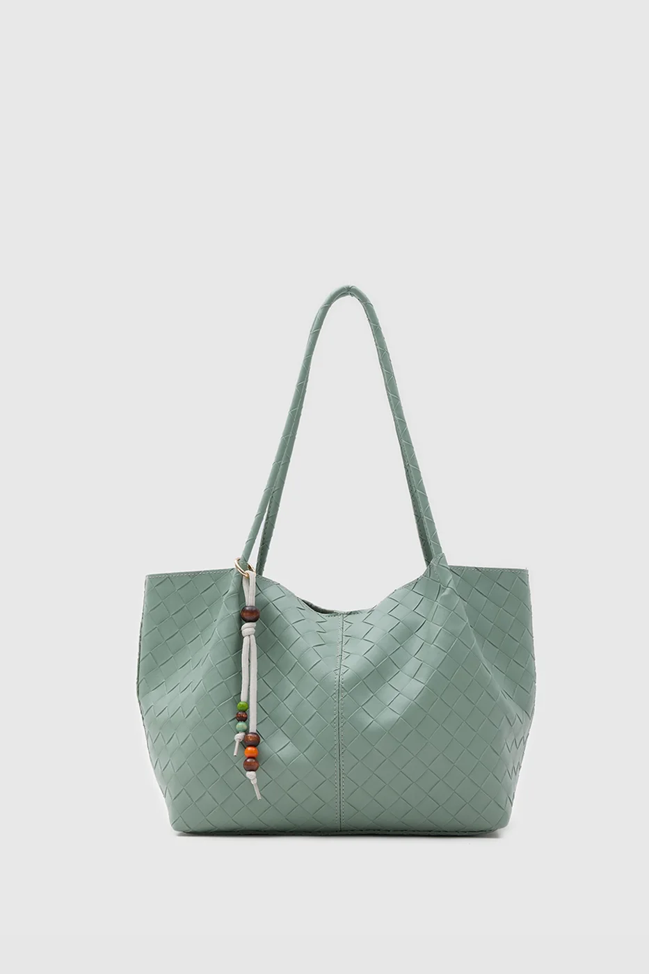 Woven Shoulder Bag with Charm Detail Woven Shoulder Bag with Charm Detail in mint