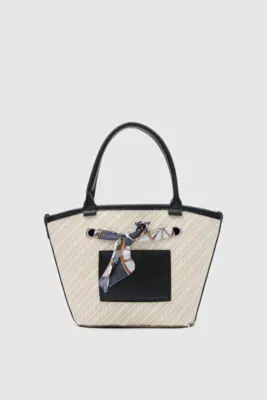 Faux leather shoulder bag in brown