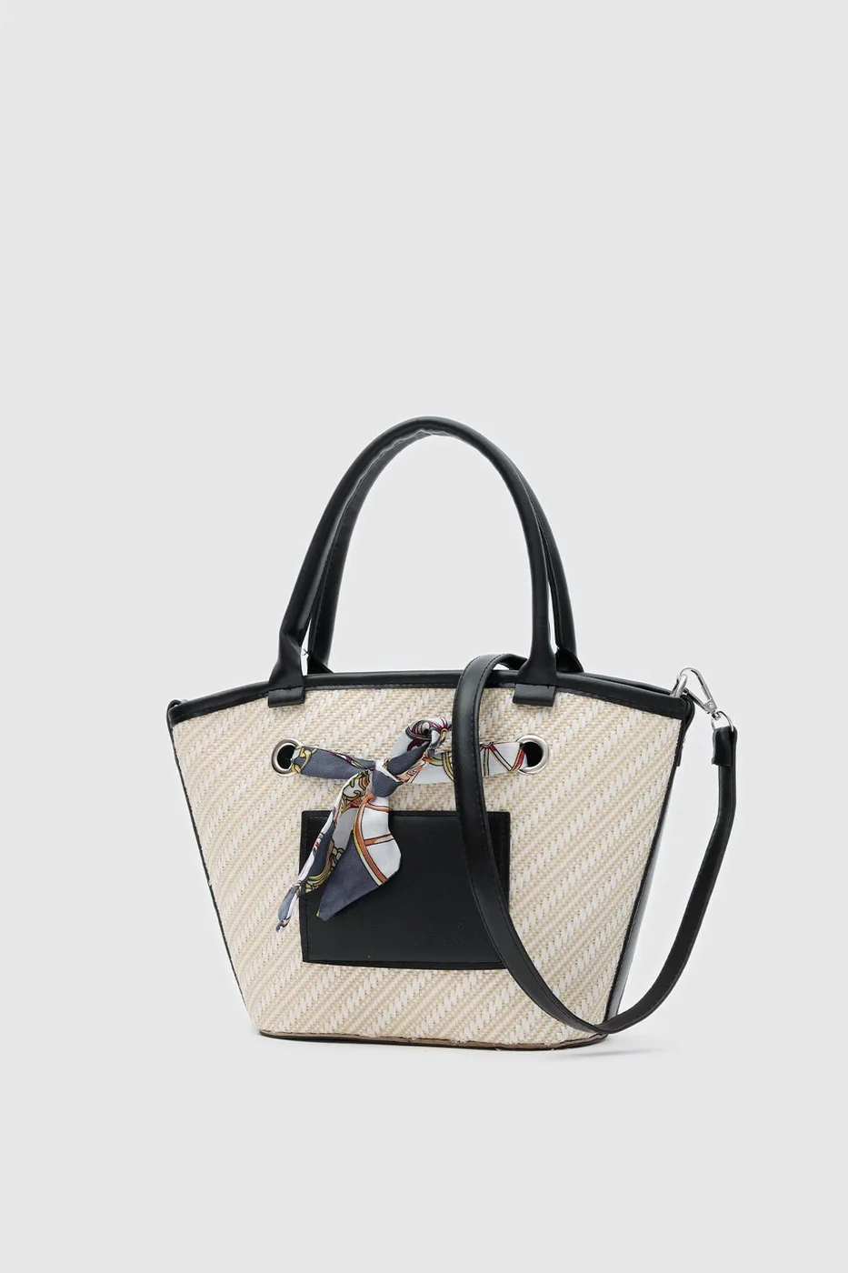 Faux leather shoulder bag in brown