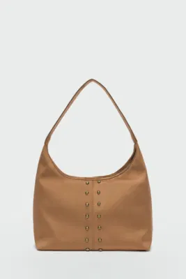 faux suede shoulder bag in camel
