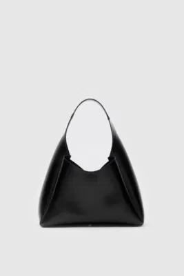 Faux leather shoulder bag in black