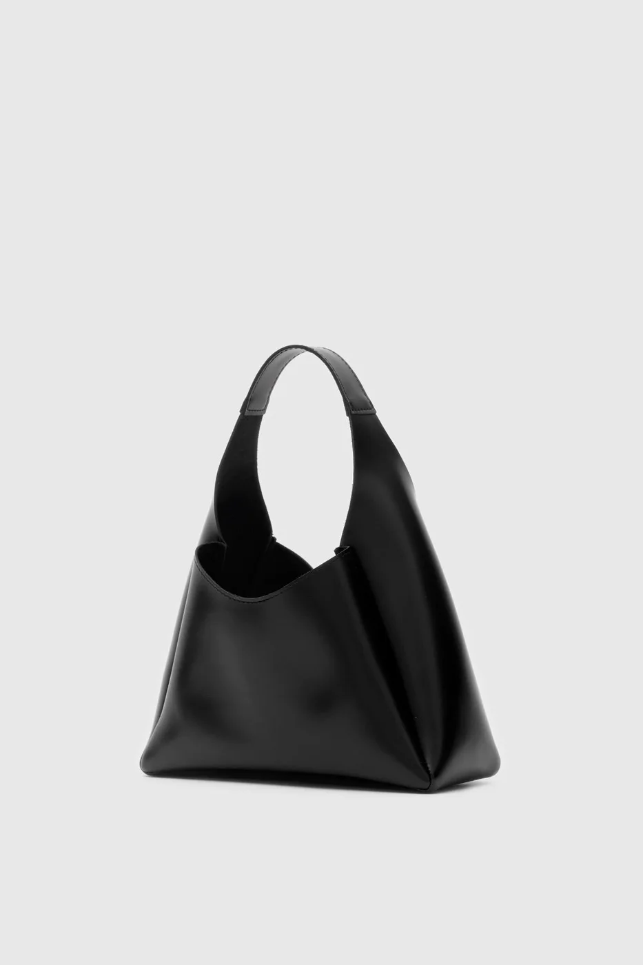 Faux leather shoulder bag in black