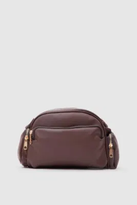 faux leather crossbody bag in dark brown