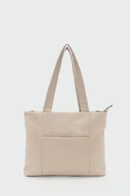 Faux leather shoulder bag in cream