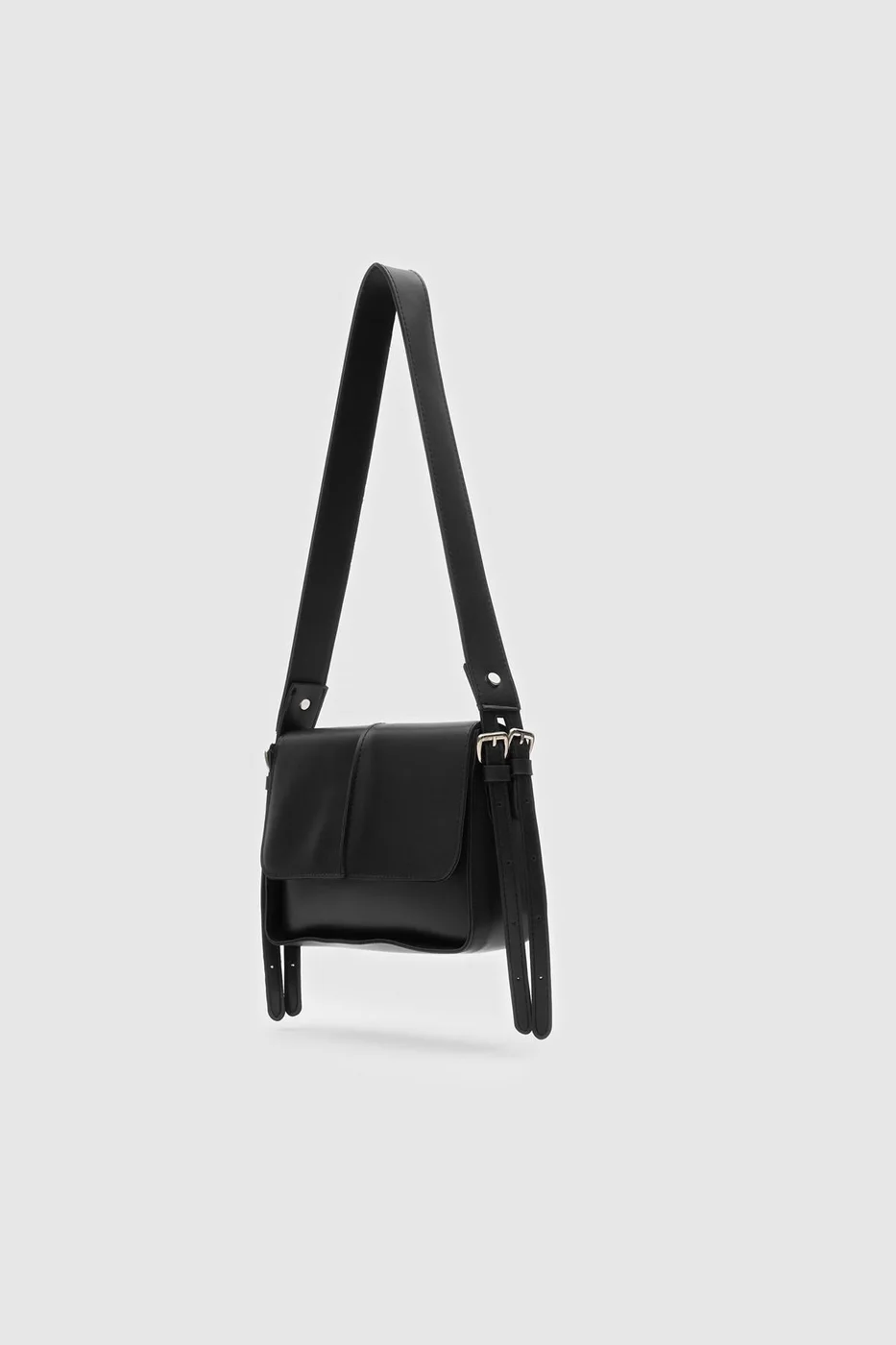 Faux leather crossbody bag in black