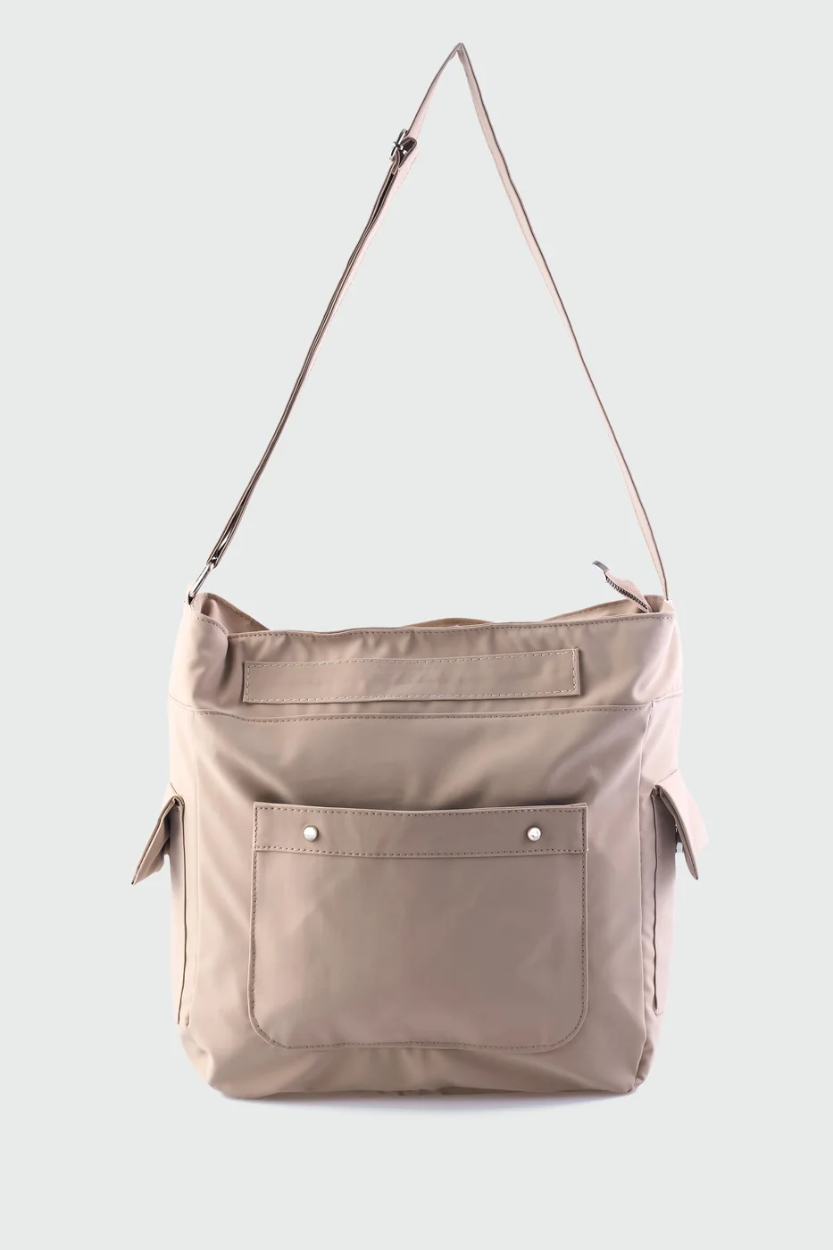 faux leather shoulder bag in beige