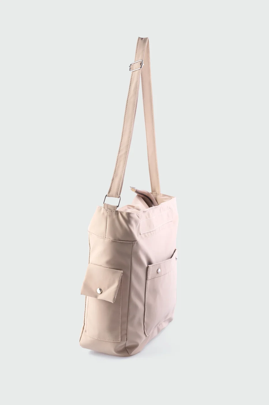 faux leather shoulder bag in beige