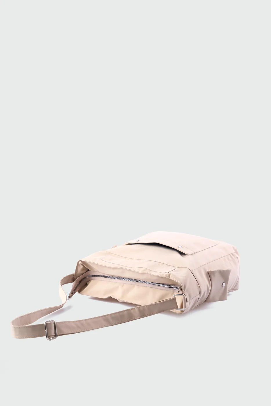 faux leather shoulder bag in beige