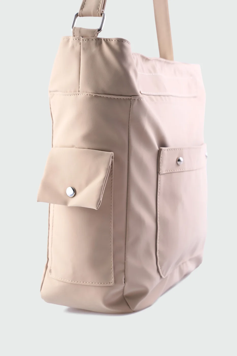 faux leather shoulder bag in beige
