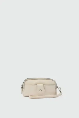 faux leather wallet in cream