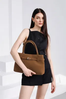 faux suede shoulder bag faux suede shoulder bag in tan